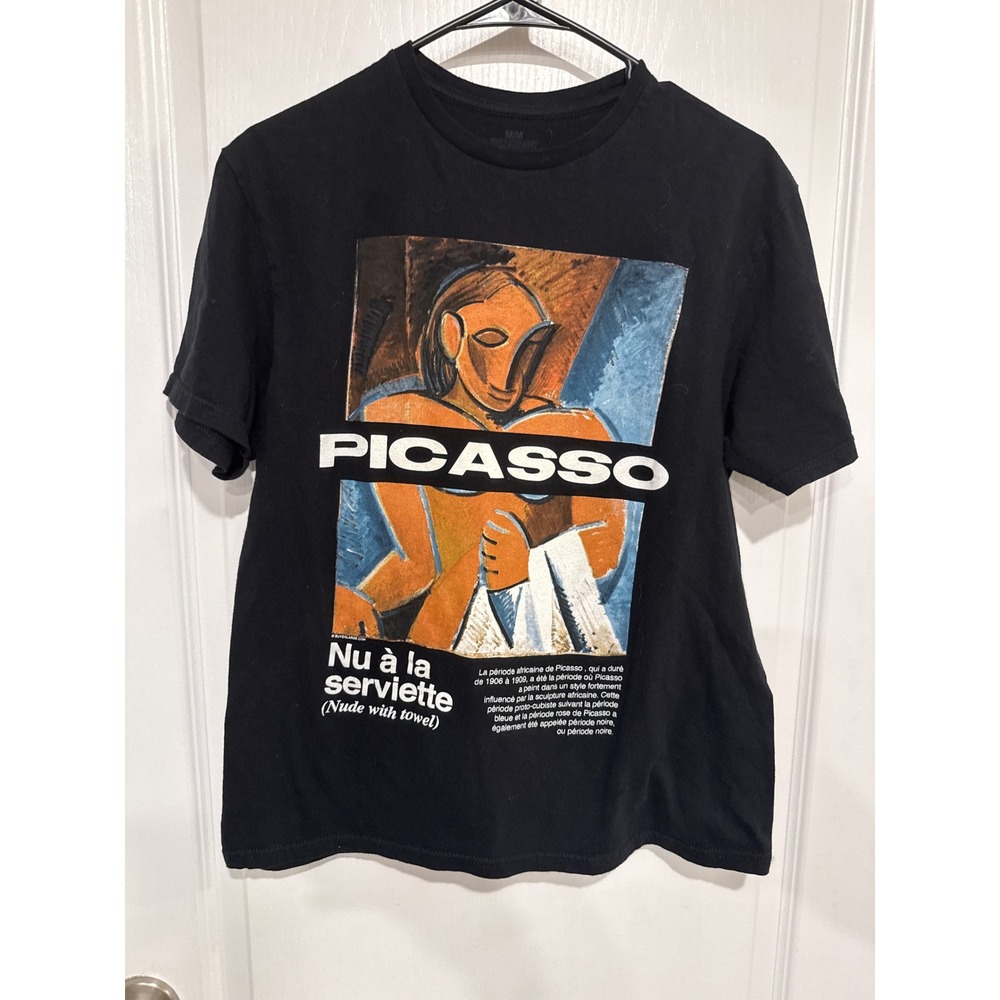 Picasso Nu a la serviette Nude with Towel Art Graphic T-Shirt Black Medium